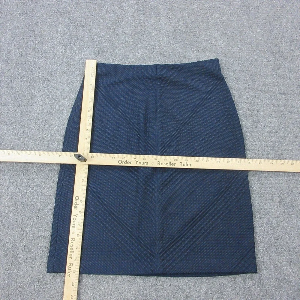 Tory Burch Skirt Womens Small Navy Blue Geometric Knit Pencil Stretch Career